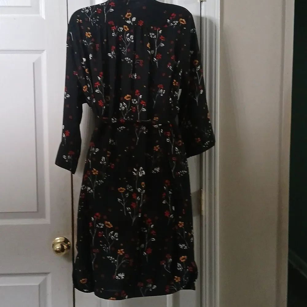 BLL New York sheer Black Floral Dress with tie waist Sz XL NWOT - Picture 5 of 8